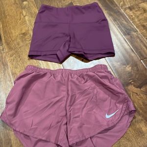Small Nike shorts, small yogalicious LUX shorts